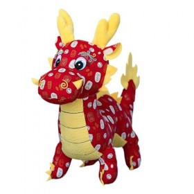 Yideen Peluche Dragon Chinois - Peluche Animale Dragon du Zodiaque,Peluche Dragon du Zodiaque Rouge Porte-Bonheur, Broderie 3