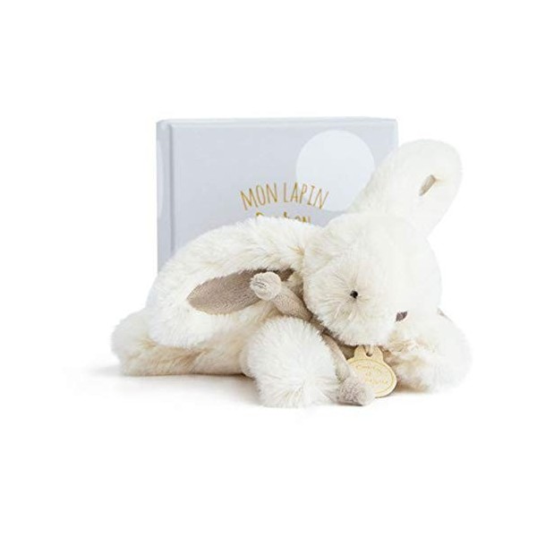 Doudou et Compagnie - Doudou Lapin Bonbon - Boite Cadeau - Taupe - 16 Cm - Doux - Idée Cadeau de Naissance Fille et Garçon - 