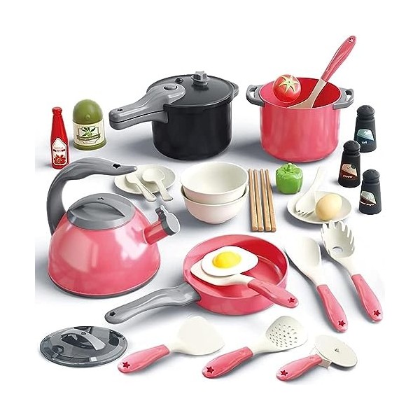 Cuisine Jouet Set Enfants Jouer Rôle Prétendant Batterie de Cuisine Ustensiles de Cuisine Poêle Kit Accessoires de Cuisine Cu