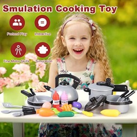 kramow Dinette Enfant, Kit Cuisine Enfant, Accessoires de Jouets de Cuisine de Simulation, Jeu Dimitation Cadeaux dannivers