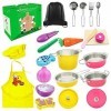 CONDIS Accessoire Cuisine Enfant Ustensiles Cuisine Enfant Fruits et Légumes en Bois à Découper Jouets Cuisine Kit Cuisine En