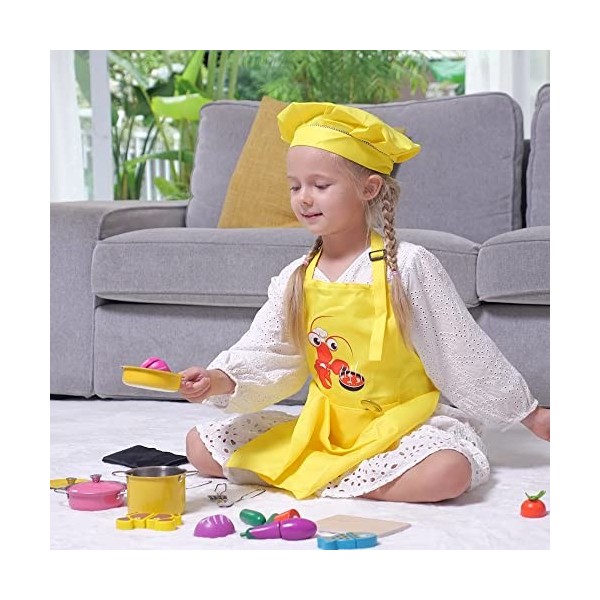 CONDIS Accessoire Cuisine Enfant Ustensiles Cuisine Enfant Fruits et Légumes en Bois à Découper Jouets Cuisine Kit Cuisine En