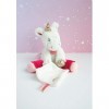 BABY NAT - Peluche Licorne avec Doudou Mouchoir - 30 cm - Blanc/Rose - Cadeau Naissance Fille - Licorne Arc en Ciel - BN0321