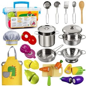 EFO SHM Accessoire Cuisine en Bois Enfant Jouets Fruits et Légumes à Découper Ustensile Accessoire Jeux de Cuisine pour Les E