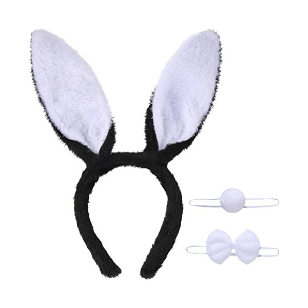 Accessoires de Costume de Lapin de Cosplay Bandeau Oreilles de Lapin Serre-Tête en Peluche de Lapin de Pâques Queue de Lapin 