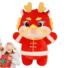 Weatail Animal en Peluche Dragon Rouge, Jouets en Peluche du Zodiaque, Peluche Dragon du Zodiaque Chinois 2024, année 2024 de