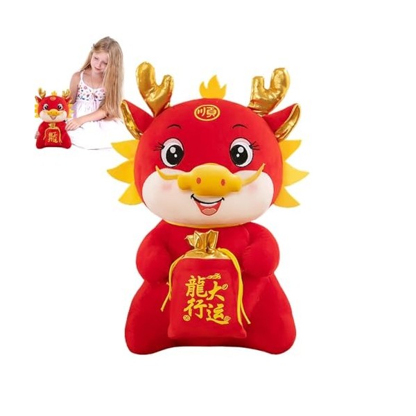 Acheter Peluche Dragon du zodiaque, mascotte de Dragon, année 2024, dessin  animé chinois, animaux en peluche