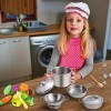 EFO SHM Accessoire Cuisine Enfant, avec Pots et Casseroles en Acier Inoxydable, Ustensile Cuisine Enfant, Tablier et Chapeau 