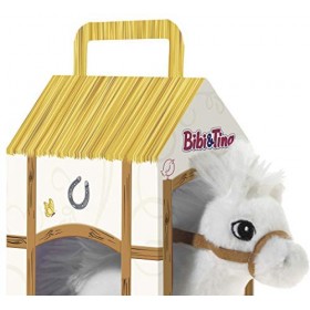 Bibi & Tina 636873 – Cheval Sabrina Debout dans lécurie, Peluche, Blanc.