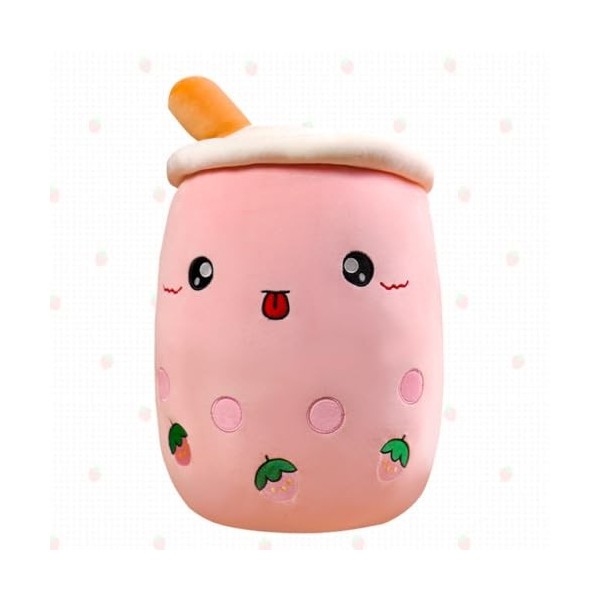 DAJASD Jouet en peluche, motif tasse de thé aux bulles, avec coussin de 25 cm, pour enfants et adultes, rose