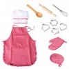 NIWWIN Chef Set Kids Tabliers, 11 Pcs Enfants Cuisine Cuisine Cuisine Cuisson Cuisson Étanche pour Le Cadeau De La Fille