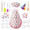 LIHAO 20pcs MINI Jeu Cuisine Enfant Chef Jeu dimitation Ustensile Pâtisserie Emporte Pièce avec Tablier Chapeau pour Fête An