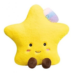 LAARNT 30cm Kawaii Smiley Oreiller éToile Coussin en Peluche, Doux Anime éToile De Mer Jouet PoupéE Douce, Oreiller CâLin Cou