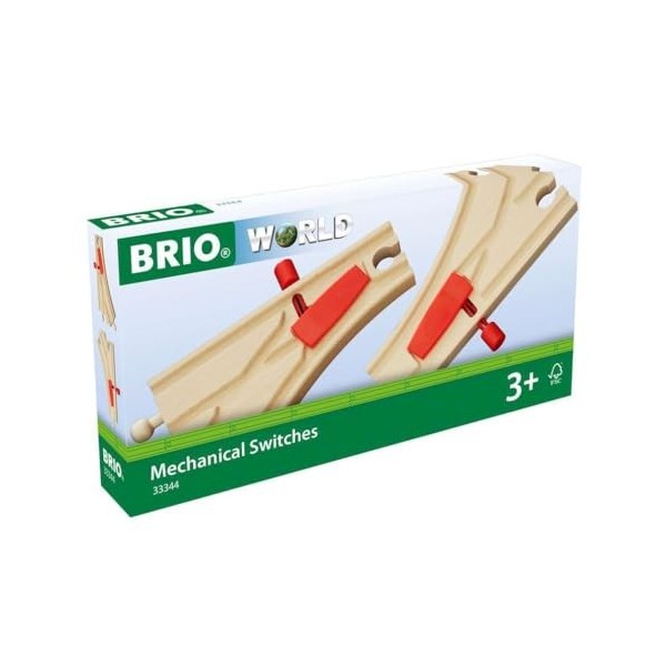 BRIO World - 33344 - Aiguillages Mécaniques 144 mm - Accessoire pour circuit de train en bois - Action de jeu sans pile - Jou