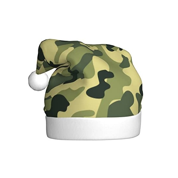 BEICAI Chapeau de Noël vert armée camouflage adulte 3D en peluche pour fête de Noël et du Nouvel An, doux, léger et tactile