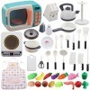 42 pièces de batterie de cuisine jouets pour enfants avec four à micro-ondes, cuisinière à induction électronique, casseroles