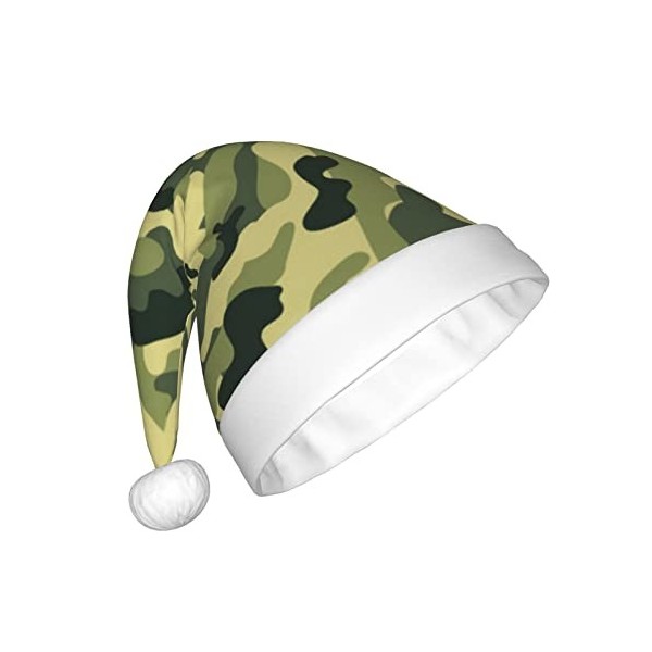 BEICAI Chapeau de Noël vert armée camouflage adulte 3D en peluche pour fête de Noël et du Nouvel An, doux, léger et tactile