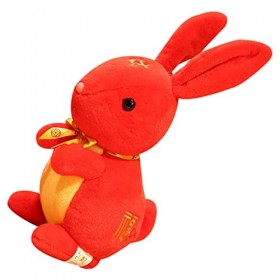 Totority Mascotte De Lannée du Lapin Décor Chinois Lapin en Peluche Poupée en Peluche Lapin Jouet De Poupée du Nouvel an Chi