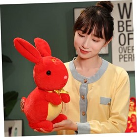 Totority Mascotte De Lannée du Lapin Décor Chinois Lapin en Peluche Poupée en Peluche Lapin Jouet De Poupée du Nouvel an Chi