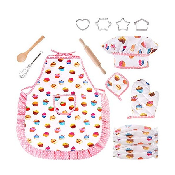 Comius Sharp Enfants Chef Set 13 pièces Jeu de Rôle avec Costume Habiller et Accessoires,Enfants Jouer Jeu, Cadeau Parfait po