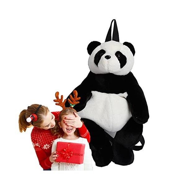 FacynSac à Dos Panda, Sac à Dos Bandoulière Panda Ajustable Bag Tissu Peluche, Sac à bandoulière en Forme dDessin animé pour