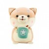 Waslary Shiba Inu Peluche en Forme de Chien avec thé au Lait 23cm Shiba Inu Plush Kawaii Plushie Jouet Cadeau Décoration pour