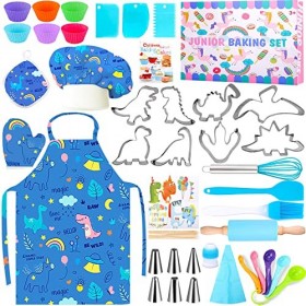 BEYAOBN Ensemble de Cuisine et pâtisserie pour Enfants - 45PCS Kit Patisserie Enfant, Y Compris Tablier Cuisine Enfant, Toque