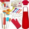 Real Kids Kit de cuisine pour enfants avec tablier, toque de chef, fournitures de cuisine, ustensiles de cuisine et recettes,