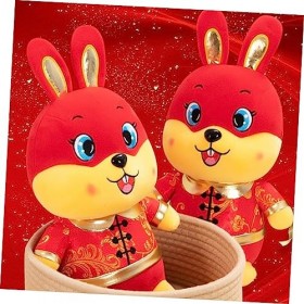 TOYANDONA Poupée De Lapin du Nouvel an Figurines De Lapin en Peluche Poupée en Forme De Lapin Jouet Moelleux De Lapin Poupées