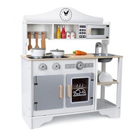 Cuisine Enfant en Bois,Cuisine en Bois Enfant, Cuisine pour Enfants +17 Accessoires Cuisine Enfant 2 Ans 3 Ans kit Cuisine En