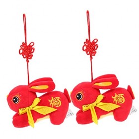 Warmhm 2 Pièces Petite Poupée De Lapin Année du Lapin Poupée Poupées De Lapin du Zodiaque Chinois Poupées De Lapin en Peluche