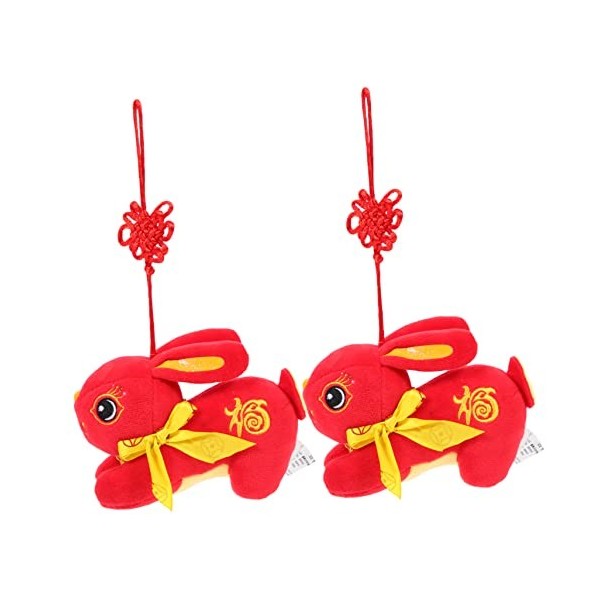 Warmhm 2 Pièces Petite Poupée De Lapin Année du Lapin Poupée Poupées De Lapin du Zodiaque Chinois Poupées De Lapin en Peluche