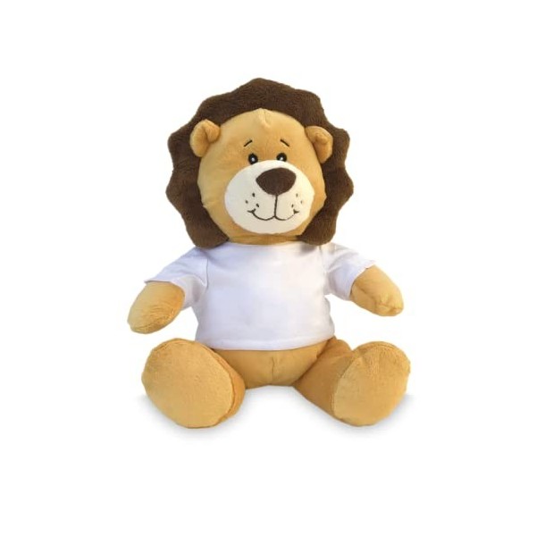 GIFART Peluche bonhomme 20 cm avec mini t-shirt blanc personnalisable lion lion 