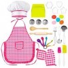 THE TWIDDLERS Kit de Cuisine & Pâtisserie 30 Pièces pour Enfants - Toque de Chef, Tablier, Emporte-Pièces & Plus - Cadeau pou