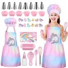 Gemeer 34PCS Enfants Cuisine et pâtisserie Set - Tablier Cuisine Enfant, Toque Cuisinier Enfant, Gant Cuisine Enfant, Cuisine