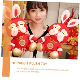 ERINGOGO Poupée du Nouvel an Lapin en Peluche Poupée Lapin 2023 Jouets De Mascotte en Peluche Zodiaque Chinois 2023 Oreiller 