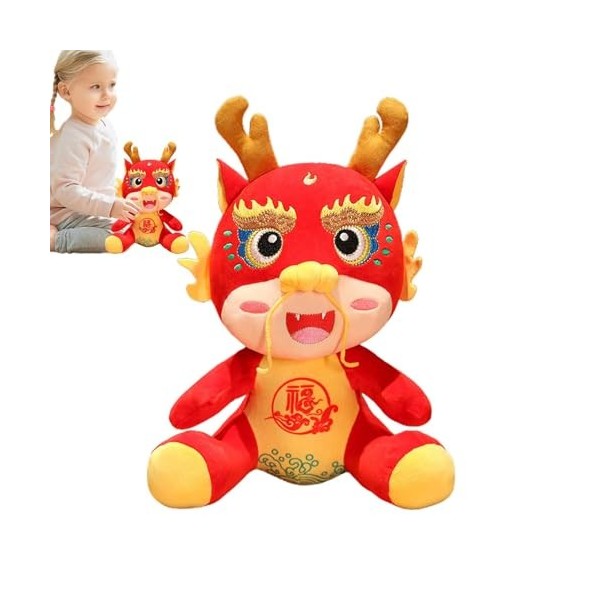 Fulenyi Animal en Peluche Mascotte Dragon 2024 | Dessin animé Animaux en Peluche Jouets Zodiaque Mascotte Pendentif poupée | 