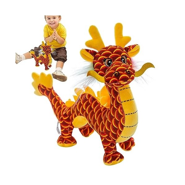 Frifer Jouet en Peluche Dragon Chinois,Dragon en Peluche Mignon et Doux - Peluche du Nouvel an Chinois pour Cadeaux danniver