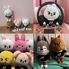 SKZOO Peluche Stray Kids Poupée en Peluche, Jouet Animal en Peluche Dessin Animé Mignon, Wolf Chan/Leebit/DWAEKKI/Jiniret/Han