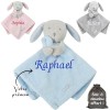 KDO MAGIC Doudou Lapin personnalisé - Prénom brodé - Peluche bébé, Enfant Personnalisable - Cadeau de Naissance, Anniversaire