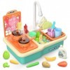 CUTE STONE Jouets dévier de Cuisine, évier de Jeu avec Robinet électrique amélioré, cuisinière de Jeu, avec pulvérisation de