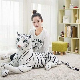 MEDFL 30-110 cm Grand Panthère Léopard en Peluche Jouets Géant Blanc Tigre Noir Panthère Doux Animal en Peluche Oreiller Anim