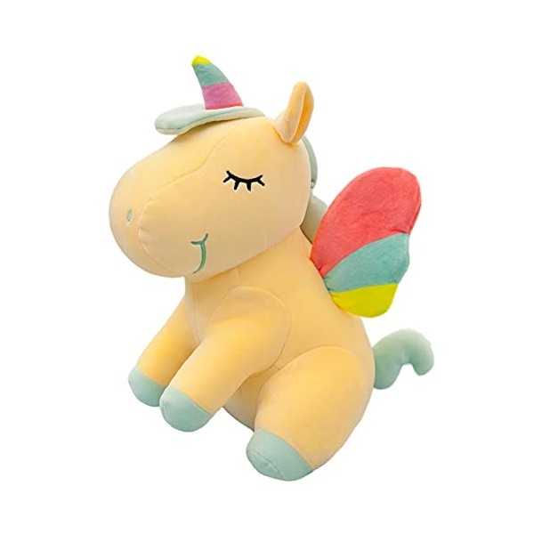 SNOWOLF Licorne en Peluche Mignonne Douce avec Ailes Arc-en-Ciel - Jouet Kawaii pour Enfants 30CM/11.8Inch, White 