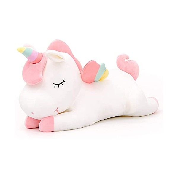 SNOWOLF Licorne en Peluche Mignonne Douce avec Ailes Arc-en-Ciel - Jouet Kawaii pour Enfants 30CM/11.8Inch, White 