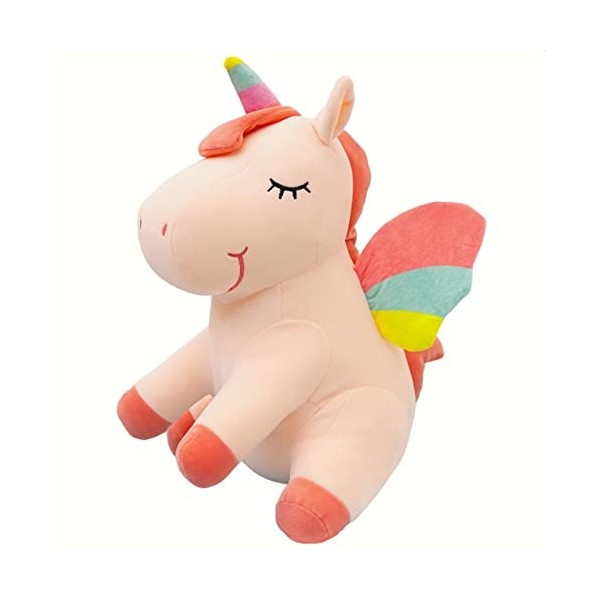 SNOWOLF Licorne en Peluche Mignonne Douce avec Ailes Arc-en-Ciel - Jouet Kawaii pour Enfants 30CM/11.8Inch, White 