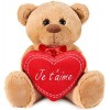 BRUBAKER - Peluche Douce - Ours/Nounours avec Cœur Je taime - 25 cm - Brun Clair