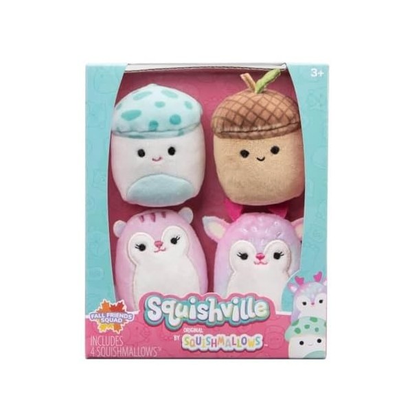 Squishville by Squishmallows Fall Friends Squad - Quatre Peluches Squishmallows de 5cm - Jouets pour Enfants