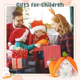 Peluche Lapin Carotte, Lapin Cache Cache, Jouets Lapin Muppet, Animal Plushie Lapin Réversible Carotte avec Fermeture Éclair,