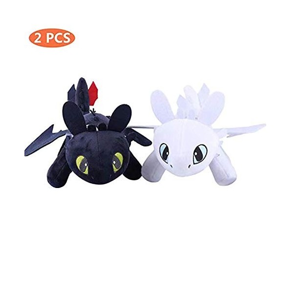 2 PCS / Set Comment Faire pour Que Votre Jouet Mou 3 Dragon sans Dents Light & Night Fury comporte Une Peluche pour Enfants d