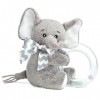 Bearington Collection Hochet à anneaux shaker éléphant en peluche avec peluche au cou pour mixte bébé 5.5" gris